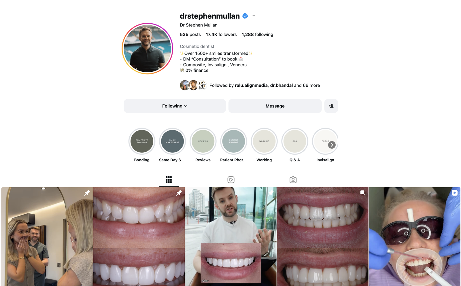 Dr Stephen Mullan Instagram profile